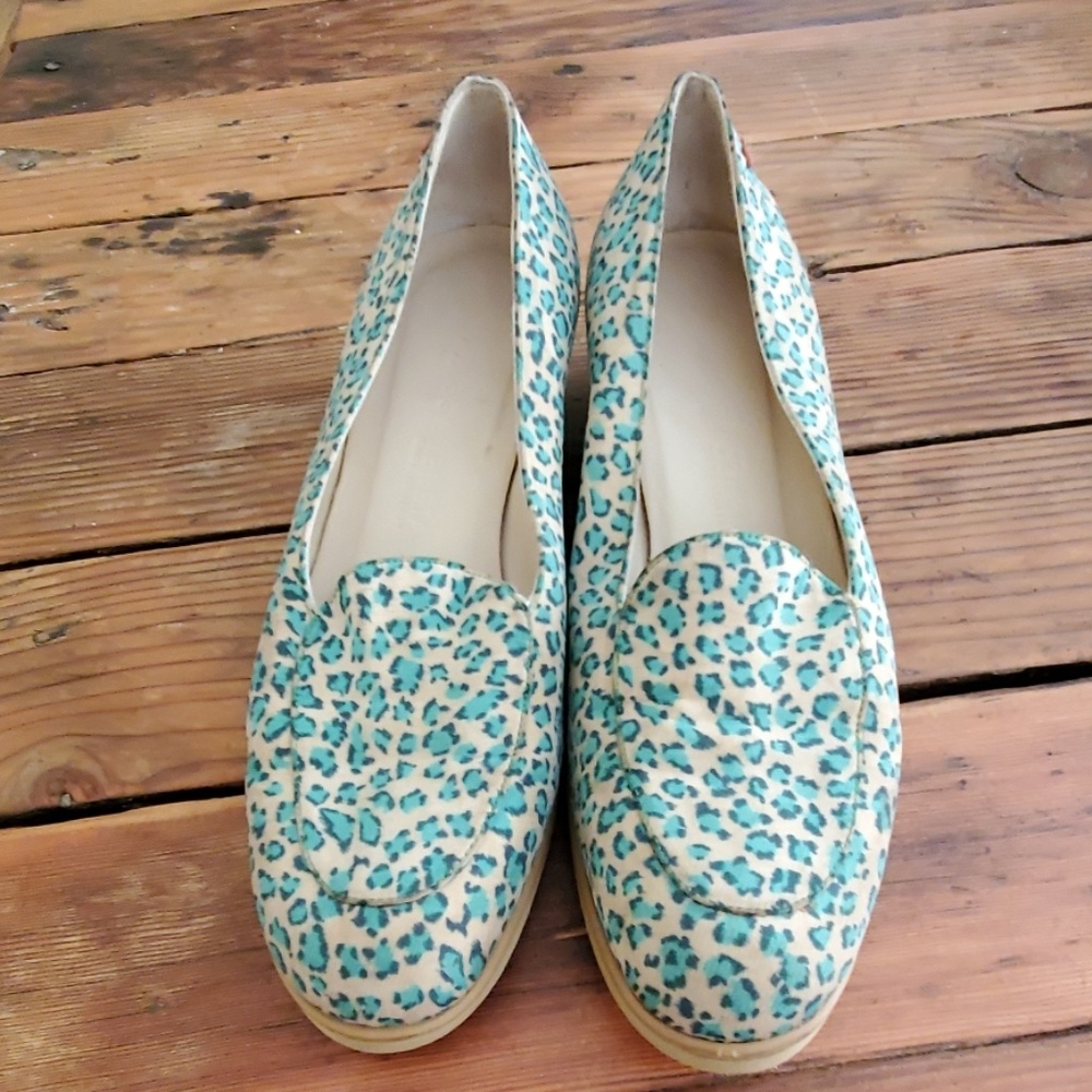 Bottega Veneta Green Cheetah Print Loafer Shoes